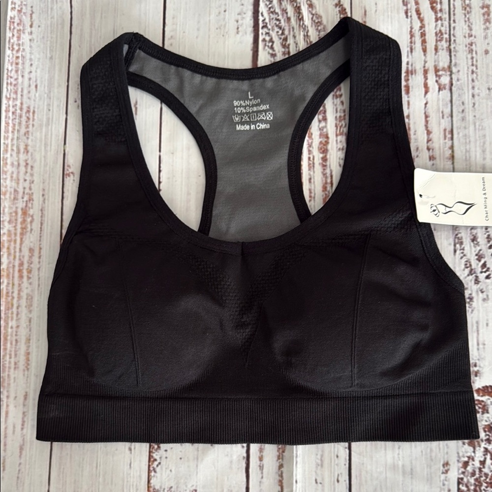 Black‎ Sports Bra Large NWT
